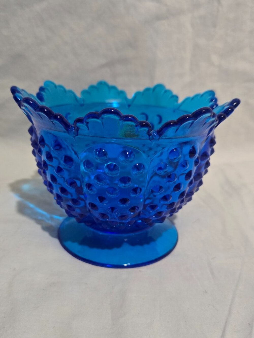 Vtg Fenton Colonial Blue Hobnail 3668CB Candy Box (NO LID) 1975-78